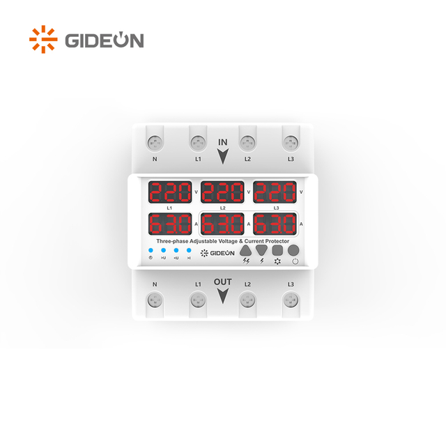 GD-V598-63A DIN Ray Tipi Üç Fazlı Otomatik Aşırı Voltaj ve Yetersiz Voltaj Koruyucusu